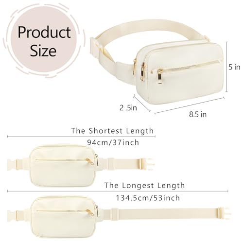 Fashion Fanny Bag-Waist Pack With Adjustable Belt Bag-Unisex Crossbody Pack For Travel Running Hiking-Beige - color: 3-Zipper Beige