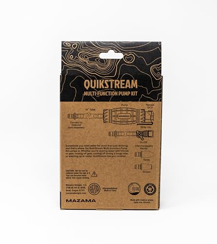 Mazama QuikStream Multi-Function Hydration Pump Kit – Pressurized Water System for Sharing, Cleaning & Cooling. Rinse Gear, Dishes, Pets, Sand & More. Fits Most Reservoirs. Squirt or Spray on Demand!