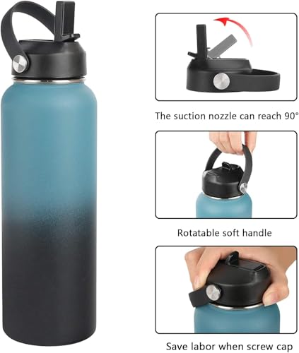 2 Pack Straw lid for Hydroflask Wide Mouth Water bottle,Flex Straw Lid compatible with Hydro Flask 12 16 18 20 32 40 64 oz,Sports Straw Cap Flip Top Lid Water Bottle Lid Accessories - color: Black 2