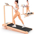 FUNMILY Upgrade Walking Pad Folding Treadmill with 12%/15% Incline & Handle Bar, 3.5HP Foldable Under Desk Compact Treadmills for Home/Office/Gym, 400+lb Capacity, Shock Absorption - color: Light Orange