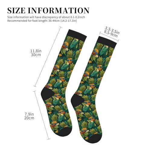 Compression Socks Women Knee High Support Circulation Stockings for Running Cycling Flying - color: Pineapple