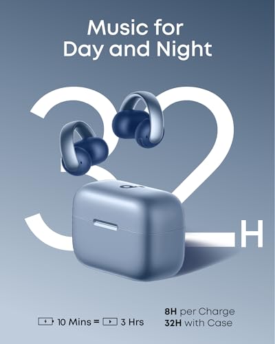 Soundcore AeroClip by Anker Open Ear Earbuds, Clip On Earbuds, Open Ring - color: Glacier Blue