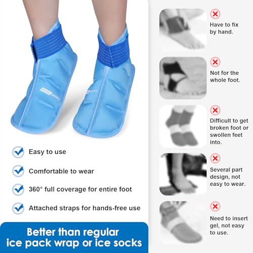 ComfiTECH Foot Ice Pack Wrap for Feet, Cooling Boot for Ankle, Cold Heel Pad for Plantar, Large - size: Large