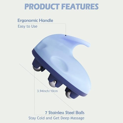 Lymphatic Massage Roller for Cellulite Remover Body Sculpting - Handheld Cellulite Massage Tool for Body Bloat Blood Circulation Lymphatic Drainage Blue - color: Blue