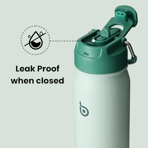 BOTTLE BOTTLE 16 oz sports water bottle stainless steel insulated kids water bottle with straw and pills holder for gifts and school（green） - color: green