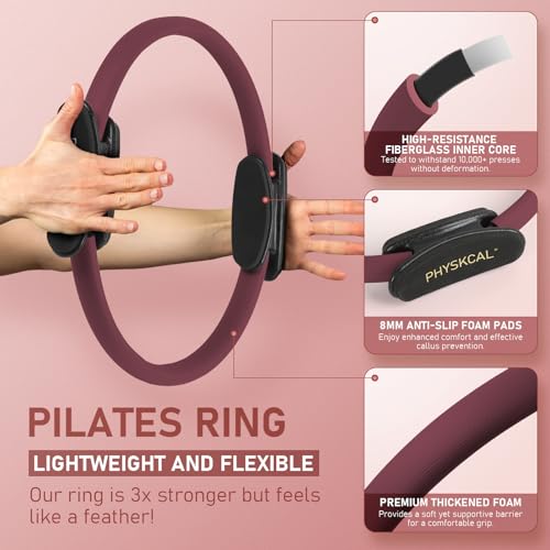 PhysKcal Pilates Kit, 15-Inch Pilates Ring with 1x Pilates Ball & 5X Bands - color: Plum
