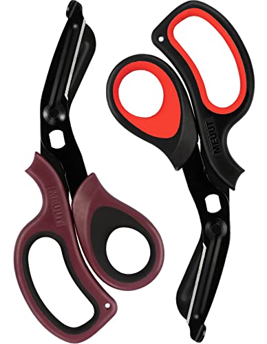 MEUUT Medical Scissors 2-Pack Trauma Shears for Nurses All Purpose Scissors - color: Black/Red+burgundy/Black