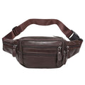 Brown Leather Fanny Pack for Men & Women,Fashionable Multi-Pockets Waist Belt Bag for Travel Sports Hiking Cycling Fishing Running - color: 810#brown