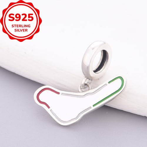 F1&Famous Race Racetrack Charm for Bracelet Necklaces, S925 Sterling Silver Charms, UK Brazil Spain Race Track Charms Jewelry Racing Souvenirs Gift - color: Race Racetrack Q4090)