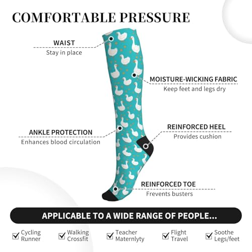 Hen Floral Compression Socks for Women Men - color: Cute Goose Dots
