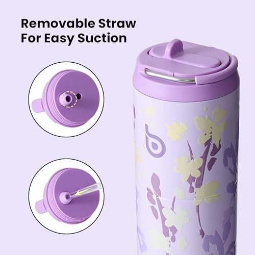 BOTTLE BOTTLE Insulated Water Bottle 24oz with Straw Lid and Handle Sports - color: Purple Grown