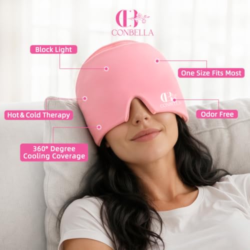 Migraine Relief Cap, Soothing Headache Ice Face Mask Products - color: Pink