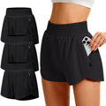 TVKSOM Womens Athletic Shorts High Waisted with Liner 2 Zipper Pockets - color: 3pack Black,black,black, size: XX-Large