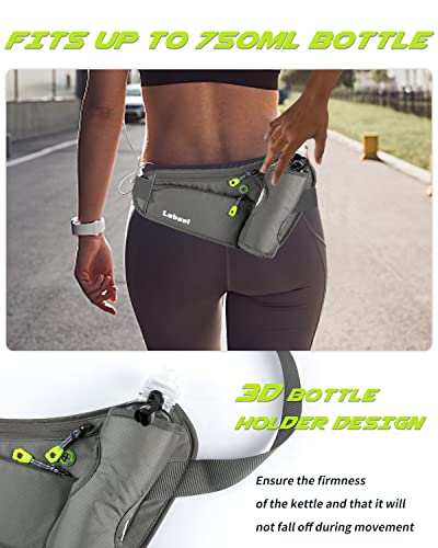 Running Belt, Waterproof Hydration Belt with Water Bottle Holder Hiking Walking Waist Pack Reflective Adjustable Fanny Pack Compatible for Phone Waistband Outdoor - color: Grey
