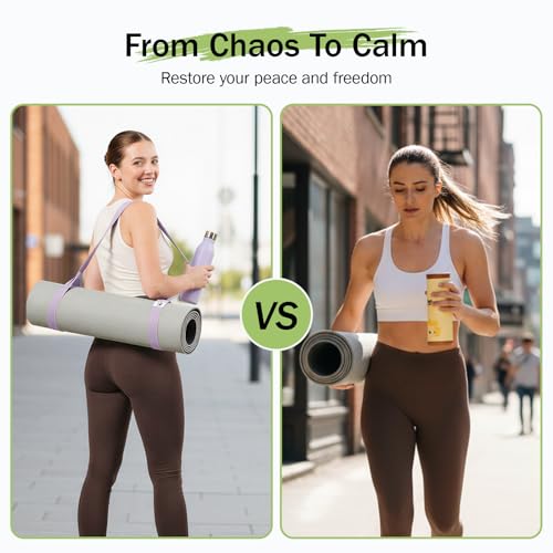 Slim Panda Yoga Mat Strap, Adjustable Soft Cotton Carrier - color: Lavender, size: 72 inches