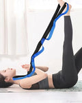 10 Loop Yoga Stretching Strap for Physical Therapy - Non-Elastic Exercise Band for Pilates, Yoga, Stretching for Women & Men - color: Black+Blue