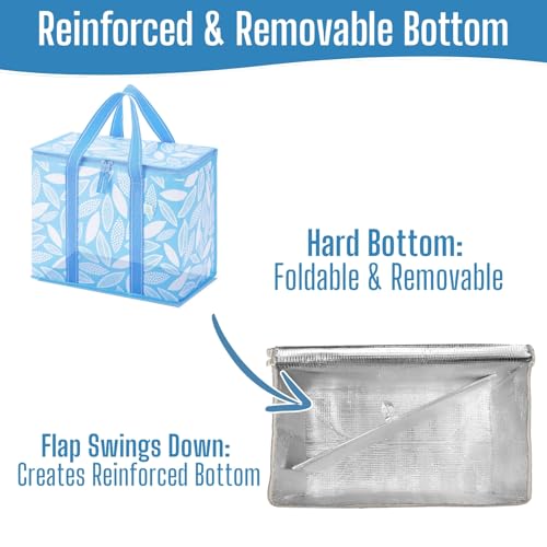 VENO 2 Pack Insulated Grocery Bags, Hard Bottom, Spring Breeze - color: Spring Breeze, size: 15.7"W x 12.6"H x 8.7"D - 2 Pack