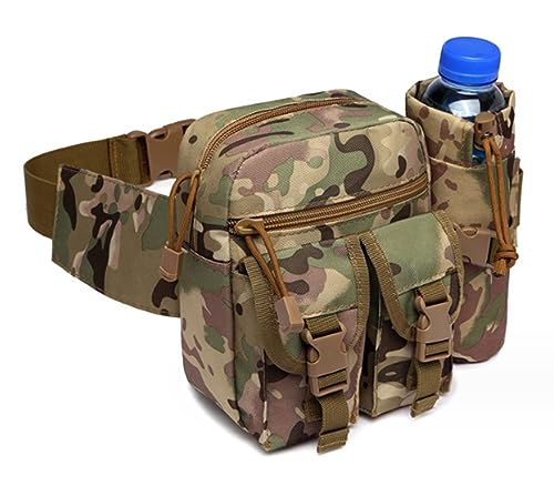 Hiking Waist Fanny Pack With Water Bottle Holder Running Waist Hip Belt Bag Motorcycle Bike Pouch Shoulder Bag - color: CP