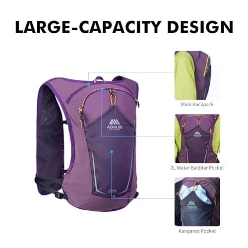 AONIJIE Running Hydration Vest for Women Men 8L Hydration Backpack Hiking - color: Purple