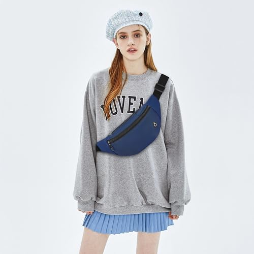 Viqueen Fashion Large Fanny Waist Pack Crossbody Belt Bag for Women and Men,Lightweight Bag with Zipper and Pockets for Running and Sports,Water Resistant,Hands Free Phone Carrying(Blue) - color: Blue-Lightweight