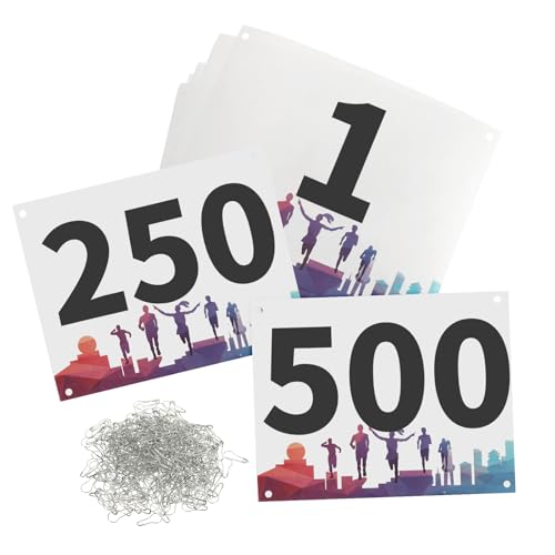 PATIKIL Running Bib Numbers 7.5x6" 1-500 Waterproof Race Competitor Numbers - size: 7.5x6"