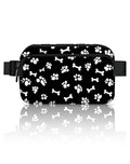 Paw Print Fanny Pack Fashion Belt Bag Lightweight Waist Pouch with Adjustable Strap Mini Crossbody Bags for Women Travel Sports Running - color: Black
