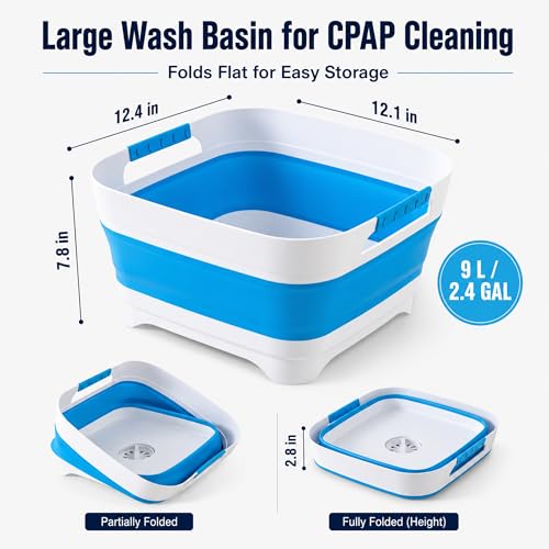 Complete CPAP Cleaning Kit with CPAP Hose Dryer, CPAP Dryer and Cleaning Supplies for 22 mm & 15 mm Tubing, CPAP Hose Cleaner Brush, Collapsible Wash Basin, and 2 Hooks (Ultra) - color: Ultra