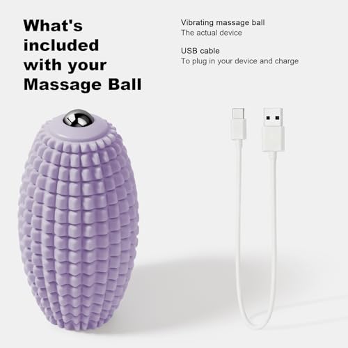 HODEMI Vibrating Massage Ball with Magnetic Rolling Head, Handheld High-Frequency Vibration Massager, 3 Speed Levels, Rechargeable Silicone Massage Roller for Gym, Office, and Travel Use (Purple) - color: Purple