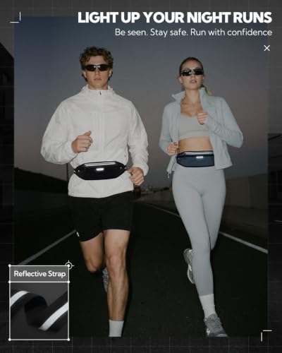 WATERFLY Running Belt Slim Breathable Back Pad 4-Pocket Runners Pouch - color: Black, size: Medium