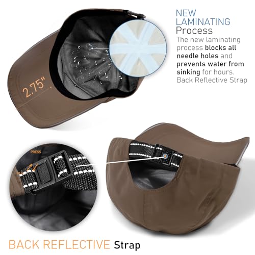 Waterproof Baseball Cap for Men Women UPF 50+ Quick-Dry Running Golf Hat - color: Coffee