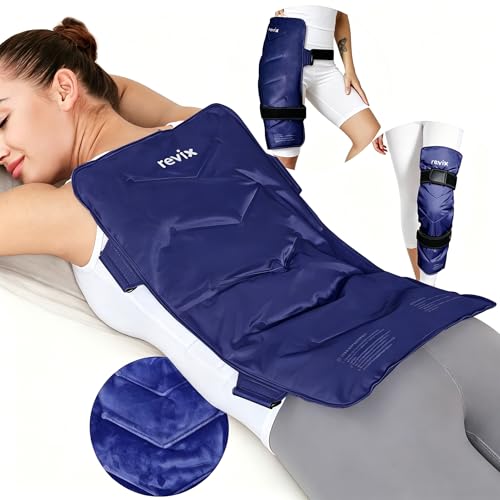 REVIX XXL Ice Pack for Back, Reusable Gel Cold Pack for Full Back Coverage - color: Navy
