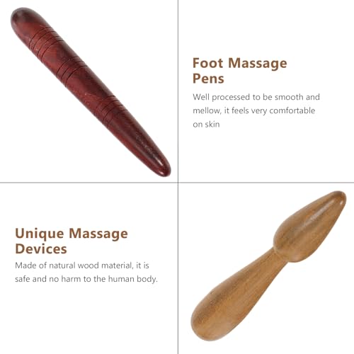 Healeved 3 Pcs Foot Massage Stick Portable Acupressure Wood Massage Tools Manual Pen for Reflexology Foot Scraping Neck Shoulder Back Arms Legs