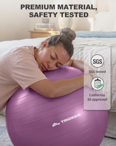 Trideer Yoga Ball for Exercise, Pregnancy, Exercise Ball, Pump Included - color: Bellflower Purple, size: L(23-26ines/58-65cm)