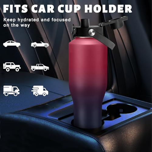 40 oz Insulated Water Bottle with Straw Lid & Pop-up Spout Lid, Carrier Bag - color: Gradient Claret, size: 40 Ounces