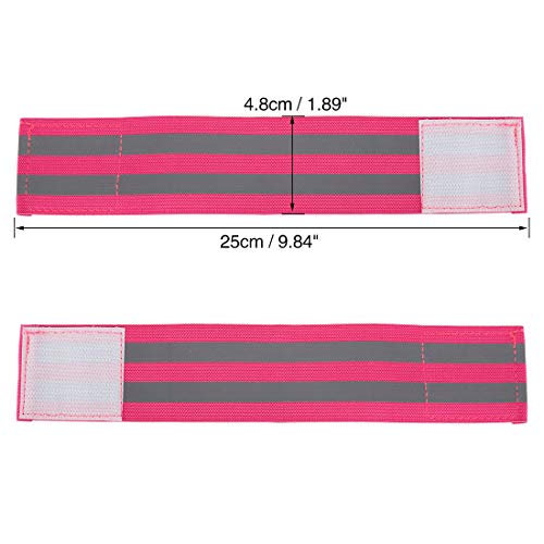 X AUTOHAUX 4 Pcs Reflective Bands for Wrist High Visibility Night Safety Cycling Riding Reflector Tape Straps Bracelet - color: Pink