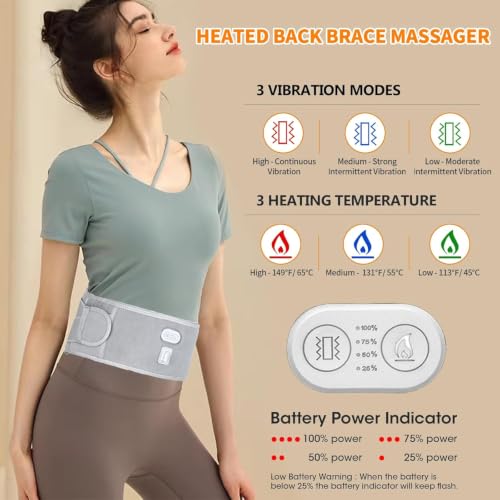 CUEHEAT Heated Waist Belt with Vibration, Cordless Lower Back Heating Pad