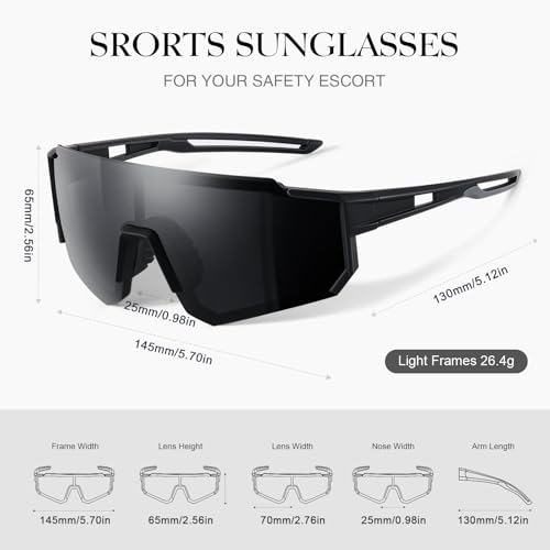 Polarized Sports Sunglasses Men Women for Running UV400 Protection - color: A5 Night Vision/Black/Orange