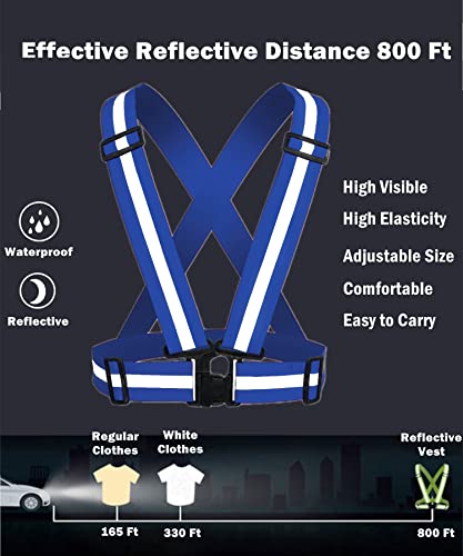 Reflective Vest, High Visibility Safety Vest Straps Reflective Gear for Night Running Walking Cycling for Men Women Kids - color: Blue