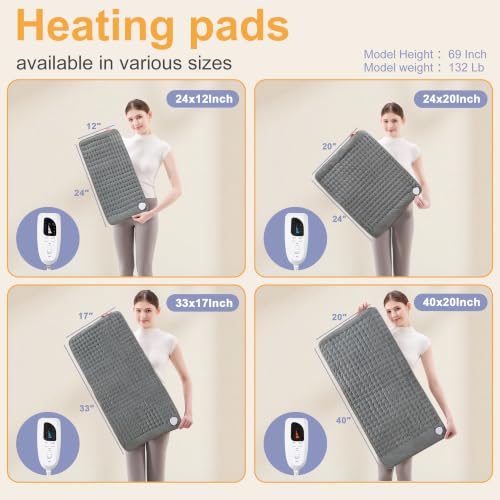Heating Pad,Electric Heating Pads,Heating Pad for Back,DimGray,24x20 Inch - color: Darkgray, size: 24x20 Inch