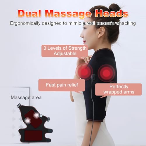 Heated Shoulder Brace with Massager Portable Electric Heating Pad - color: Right