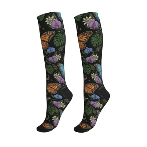 Witchy Moth Compression Socks For Women Men - color: Butterfly Moon