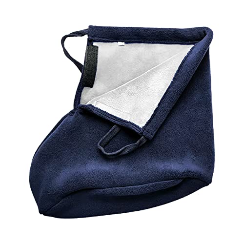 BXT Winter Warm Cast Sock, Thick Fleece Foot Cast Cover - Below the Knee Cast Toe Boot Cover, Protective and Washable Cast Sleeve Wrap, Foot Warmer, Adjustable Drawstring, Navy Blue - size: M