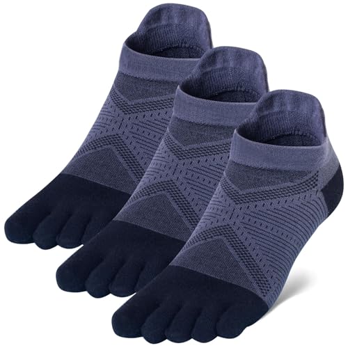 Toe Socks Cool-max Running Socks for Men Women 3 Pairs Athletic Breathable Five Finger Socks - color: E4824-black-3 Pairs, size: Medium