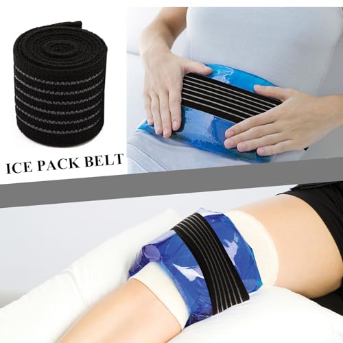 4Pack Elastic Ice Pack Straps,35.5" x 2" Reusable Fastening Bands - color: Black