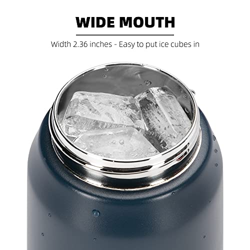 Fanhaw 24oz Stainless Steel Water Bottle with Chug Lid, Navy Blue - color: Navy Blue, style: 24 Ounces