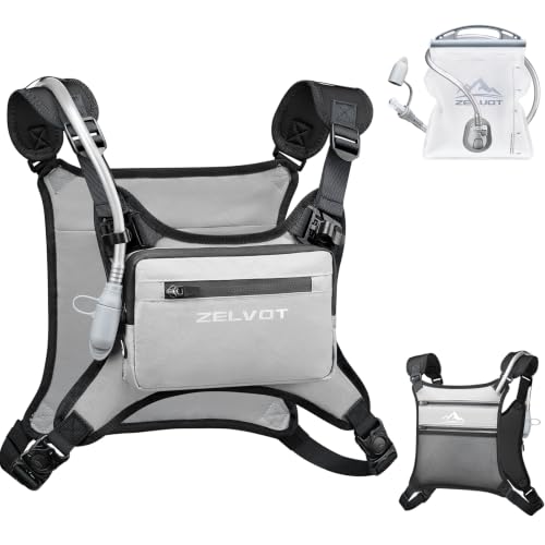 Zelvot Running Vest with 1L Water Bladder, Chest Pack for Men Women - color: Gray