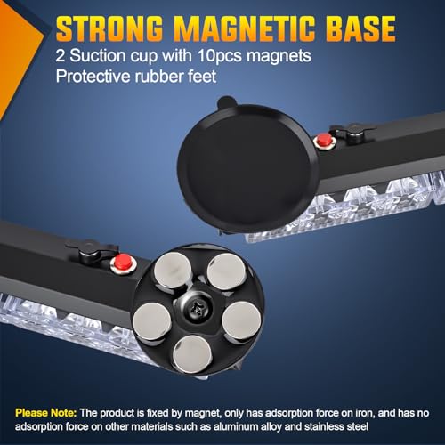 Nilight 12LED Wireless Amber White Strobe Light 14" Magnetic Mount 12V - color: Amber & White