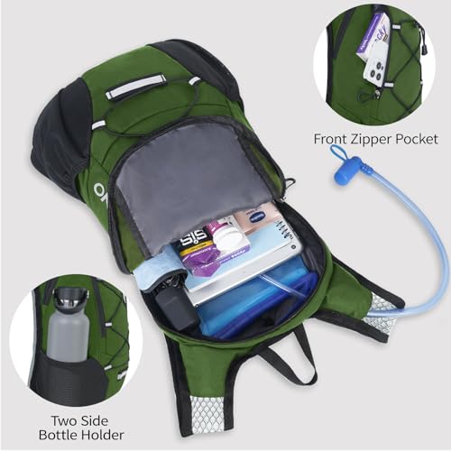 Lightweight Hydration Backpack, Running Backpack with 2L Water Bladder - color: Army Green-2