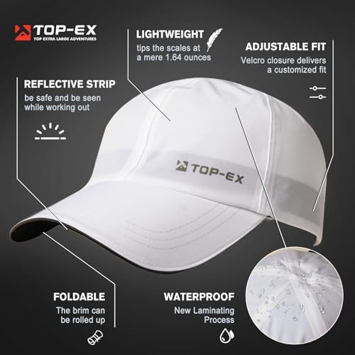 TOP-EX Oversize XL XXL XXXL Baseball Cap Waterproof Running Hat for Extra Large Heads Men - color: White, size: Large