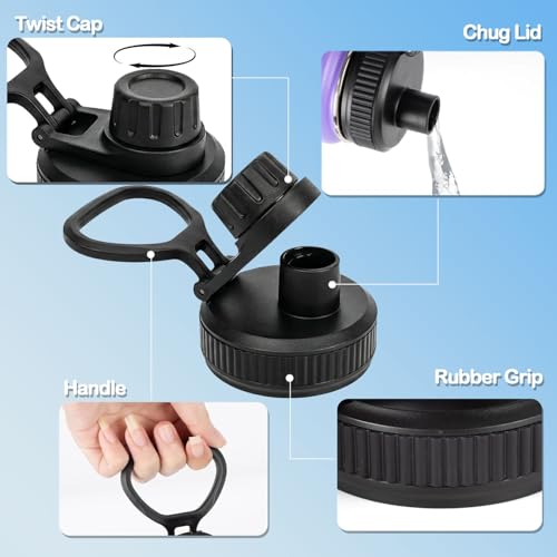 Lid Replacement Compatible with Thermoflask, Leak Proof lid Fits for Thermoflask 16 18 24 32 40 64oz Wide Mouth Bottle, Handle Easy to Carry, BPA Free.